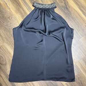 Ramy Brook Beaded Choker Neckline Sleeveless Blouse